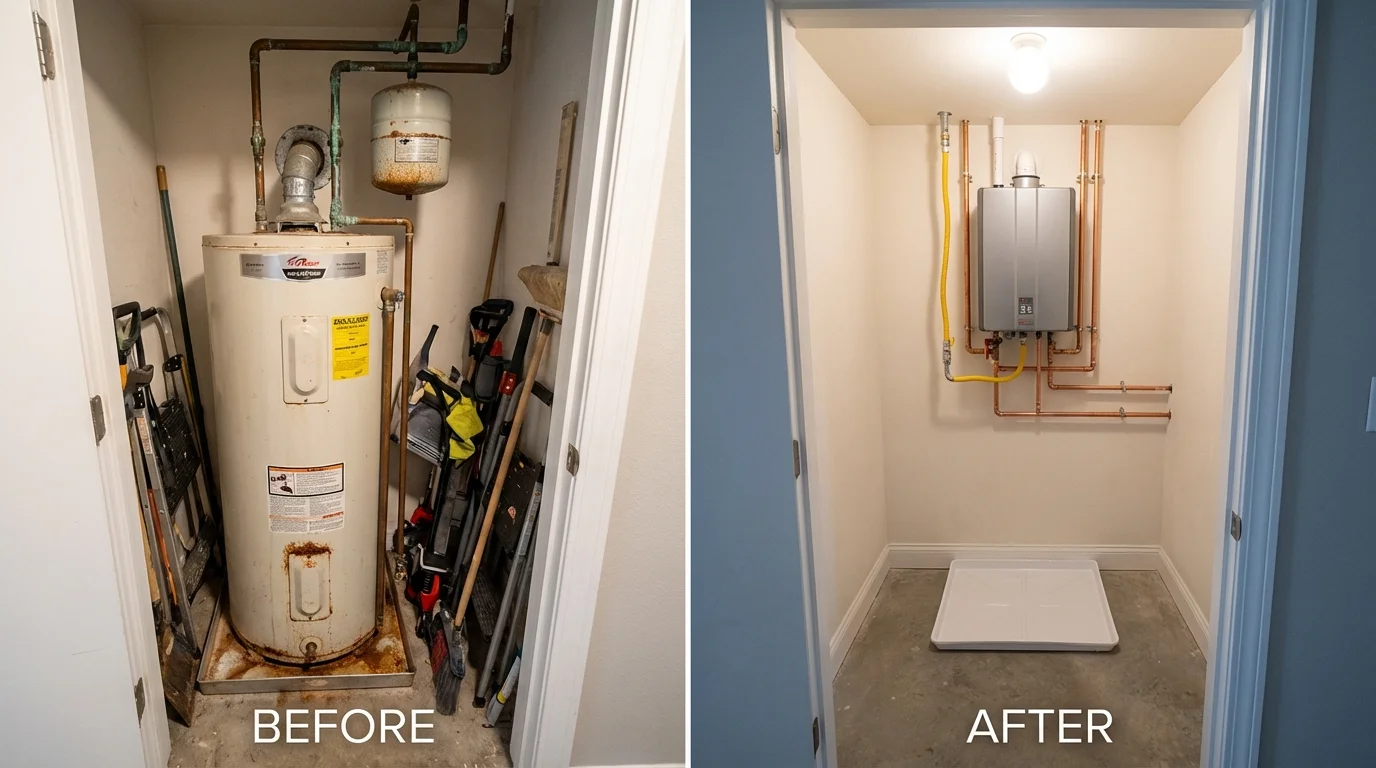 Tank water heater versus wall-mounted tankless unit comparison for Stratford, WI homeowners